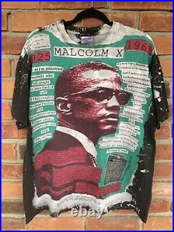 Vintage Malcolm X Mosquitohead T-Shirt Shirt Size XL 1990s 90s All Over RARE