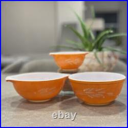 Vintage Pyrex Autumn Harvest Wheat Bowls Set of 6 Cinderella Mixing Bowls