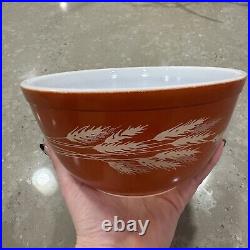 Vintage Pyrex Autumn Harvest Wheat Bowls Set of 6 Cinderella Mixing Bowls