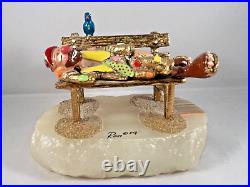 Vintage Ron Lee Signed Clown Sleeping on a Park Bench Figurine