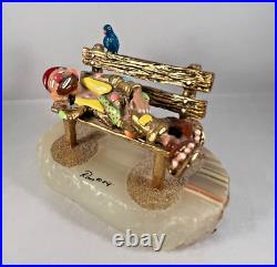 Vintage Ron Lee Signed Clown Sleeping on a Park Bench Figurine