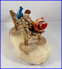 Vintage Ron Lee Signed Clown Sleeping on a Park Bench Figurine