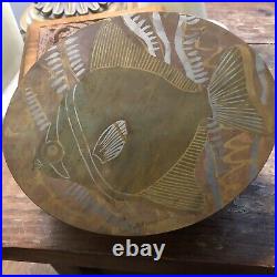 Vintage Signed Lee Peck Special Africa & Hawaii Iroko/Koa Wood Fish Jewelry Box