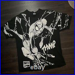 Vintage Spiderman Marvel Comic 1994 All Over Print Shirt Erik Larsen Mega Sz XL