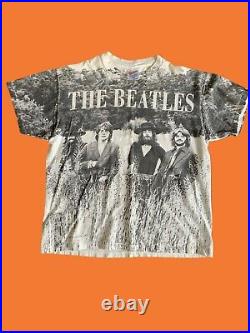Vintage THE BEATLES T-Shirt All Over Print Apple Corps 1992 Size XL