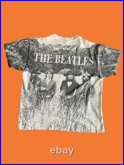 Vintage THE BEATLES T-Shirt All Over Print Apple Corps 1992 Size XL