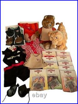 Vintage Teddy Ruxpin 1985 & Grubby 10 Books 3 Cassettes 4 Outfits Clothes LOT