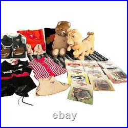 Vintage Teddy Ruxpin 1985 & Grubby 10 Books 3 Cassettes 4 Outfits Clothes LOT