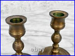 Vintage Traditional Victorian Turned Brass Candlestick Holders A Pair