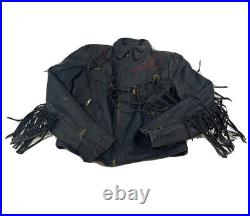Vintage VTG Fashions By Rose Leather Biker Full Zip Jacket See Measurement Black