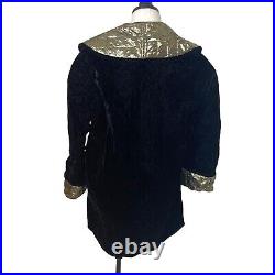 Vintage Womens Evening Jacket Size 6 Quilted Velvet Gold Metallic Reversible