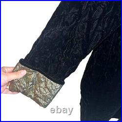 Vintage Womens Evening Jacket Size 6 Quilted Velvet Gold Metallic Reversible