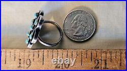 Vintage Zuni Sterling Silver Ring Needlepoint Turquoise SZ 7 6.8 Grams
