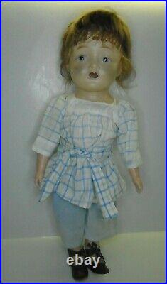 Vintage antique EI HORSMAN composition doll cloth woodwool filled jointed AETNA