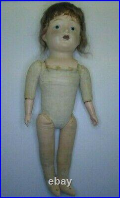 Vintage antique EI HORSMAN composition doll cloth woodwool filled jointed AETNA