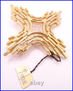 Vtg 1950s Trifari Cross Brooch Pin Deco Style Linear Modernist Gold Tone Metal