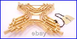 Vtg 1950s Trifari Cross Brooch Pin Deco Style Linear Modernist Gold Tone Metal