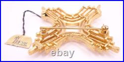 Vtg 1950s Trifari Cross Brooch Pin Deco Style Linear Modernist Gold Tone Metal