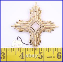 Vtg 1950s Trifari Cross Brooch Pin Deco Style Linear Modernist Gold Tone Metal