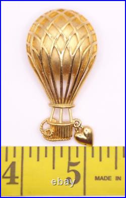 Vtg 1960s Trifari Brooch Pin Hot Air Balloon Heart Brushed Shiny Gold Tone Metal