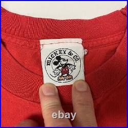Vtg 80 90's Walt Disney Mickey Mouse Red FRONT BACK All Over Print T-Shirt 3XL