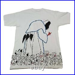 Vtg Cruella de Vil Shirt 101 Dalmatians Size L/XL All Over Disney Villains 80s