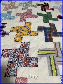 Vtg Hand Sewn Quilt Withfeed sack 87 X 63, Free Shipping, No Holes/stains