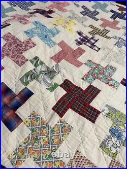 Vtg Hand Sewn Quilt Withfeed sack 87 X 63, Free Shipping, No Holes/stains