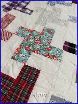 Vtg Hand Sewn Quilt Withfeed sack 87 X 63, Free Shipping, No Holes/stains