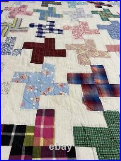 Vtg Hand Sewn Quilt Withfeed sack 87 X 63, Free Shipping, No Holes/stains