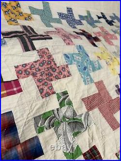 Vtg Hand Sewn Quilt Withfeed sack 87 X 63, Free Shipping, No Holes/stains