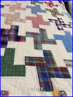 Vtg Hand Sewn Quilt Withfeed sack 87 X 63, Free Shipping, No Holes/stains