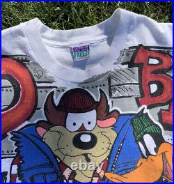 Vtg Looney Tunes All Over Print Rap T-Shirt Laid Back Snoop Gin N Juice Sz XL