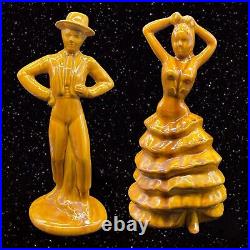 Vtg Spanish Flamenco Dancer Ceramic Figure California Glazed Pottery USA 1960's
