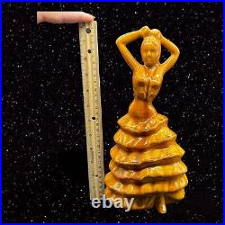 Vtg Spanish Flamenco Dancer Ceramic Figure California Glazed Pottery USA 1960's