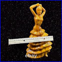 Vtg Spanish Flamenco Dancer Ceramic Figure California Glazed Pottery USA 1960's