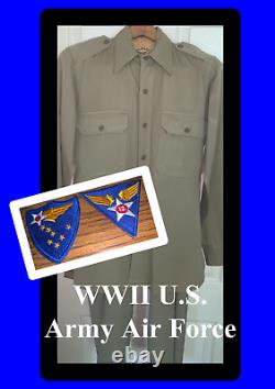 WWII United States Army Air Force Major Uniform Shirt-Trousers-Patches Original
