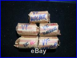 Walking Liberty Half 20 Pc Roll All Vf. All 3 Mints Represented. 90% Silver